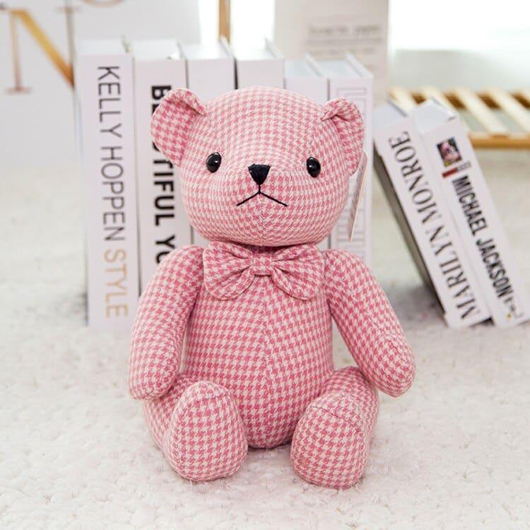 Plush Plaided Colorful Teddy Bear with Bow - Stylus Kids