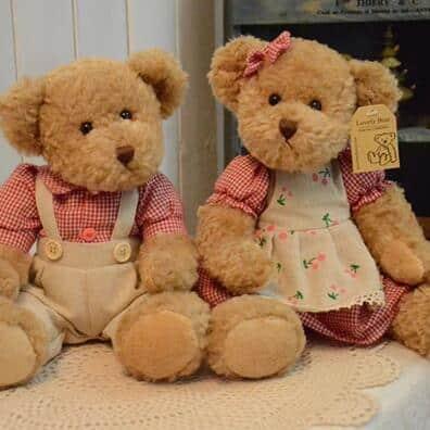 Mini Couple Teddy Bear with Cloth Set 2 Pcs - Stylus Kids