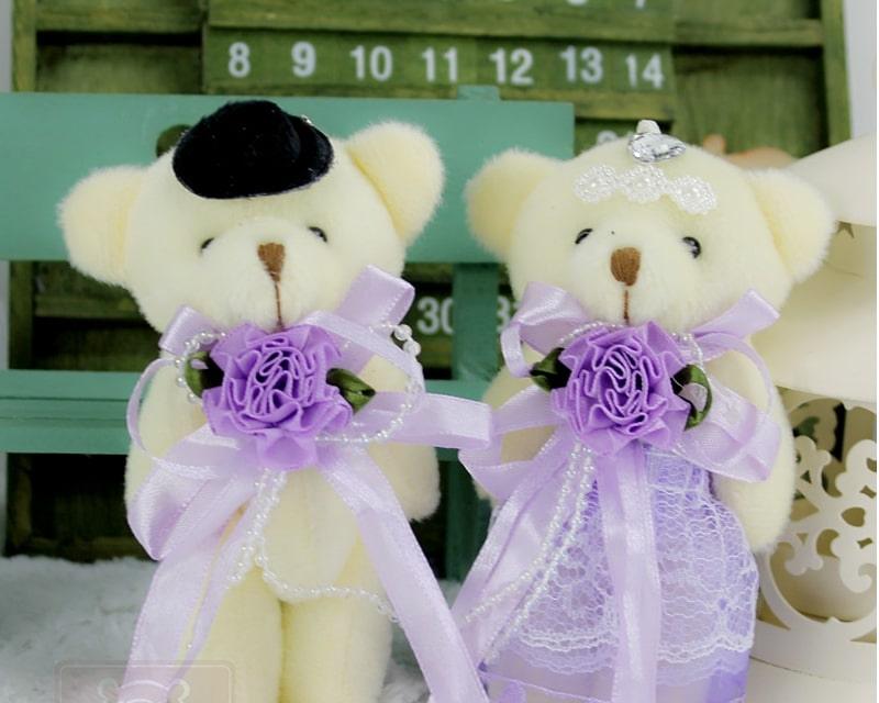 Kawaii Stuffed Wedding Teddy Bear Toy Set 2 Pcs - Stylus Kids