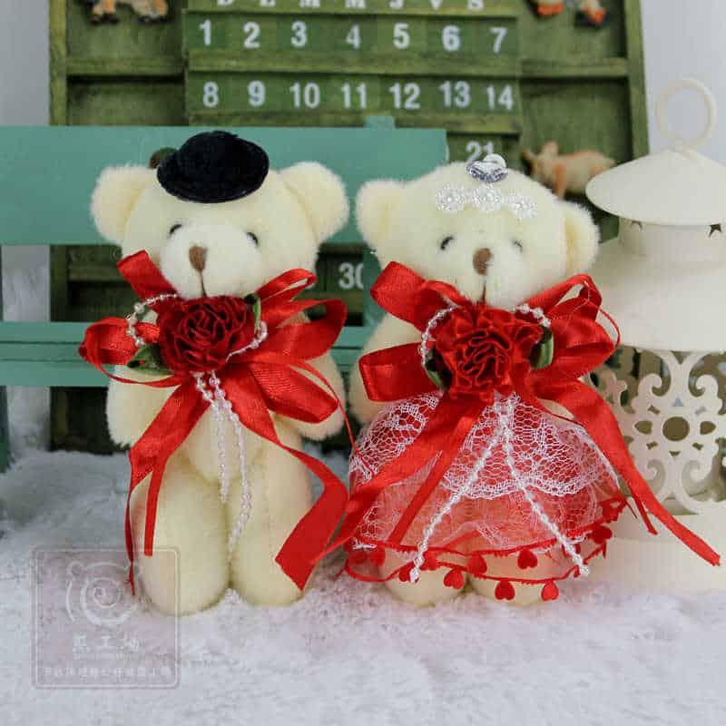 Kawaii Stuffed Wedding Teddy Bear Toy Set 2 Pcs - Stylus Kids