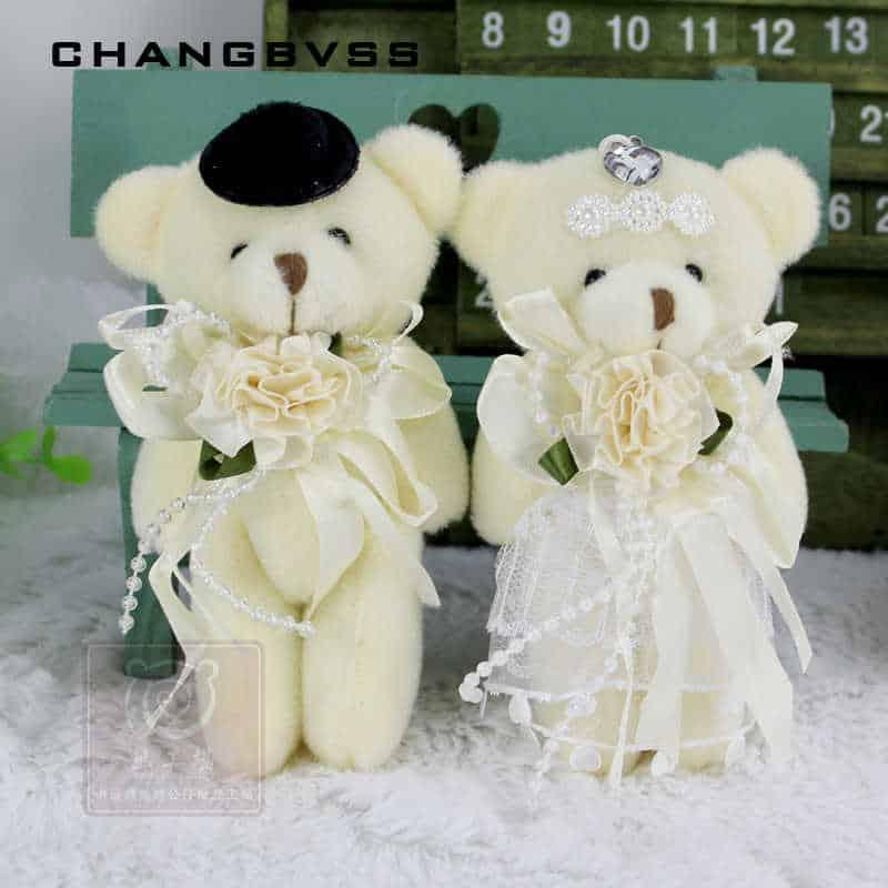 Kawaii Stuffed Wedding Teddy Bear Toy Set 2 Pcs - Stylus Kids