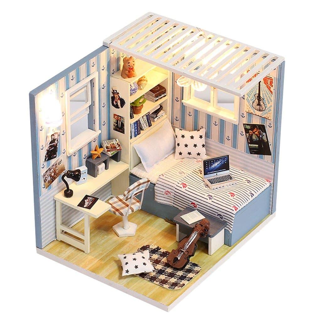 Miniature Wooden DIY Doll House with Furniture Building Kit - Stylus Kids
