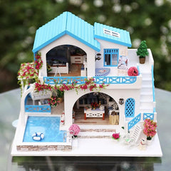 Miniature Wooden DIY Doll House with Swimming Pool - Stylus Kids