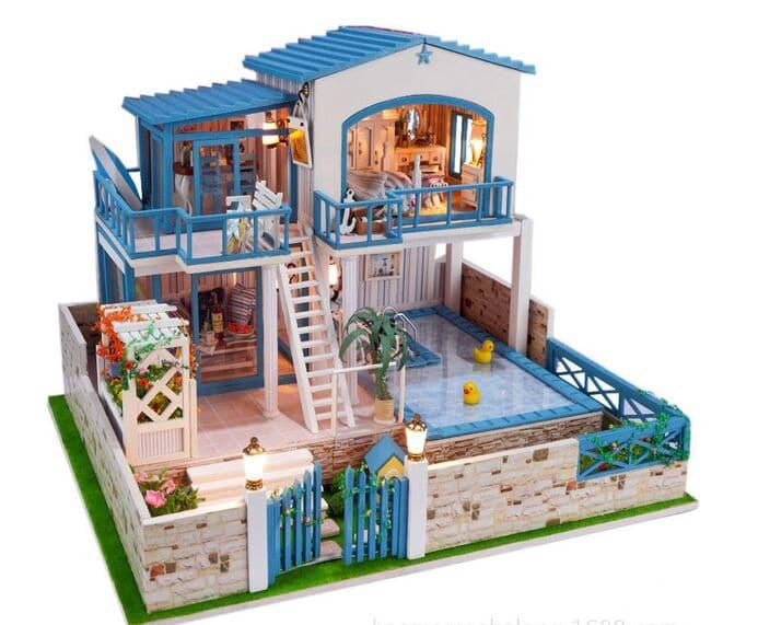 Creative 2 Floors Large Size Wooden Doll House - Stylus Kids