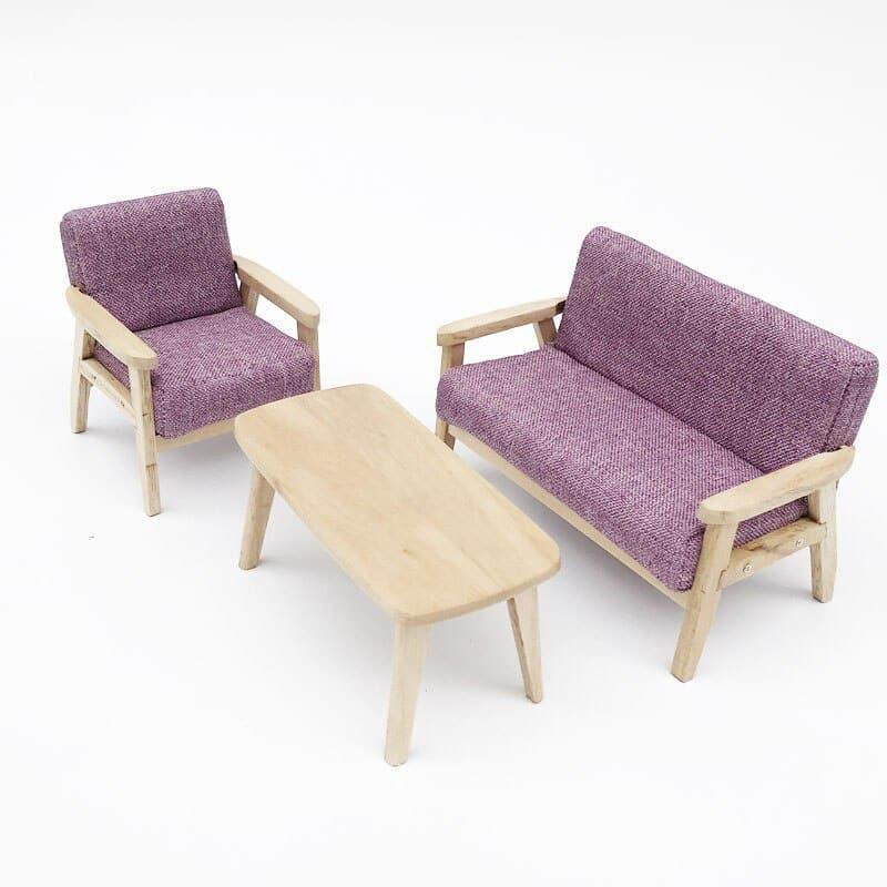 Miniature Wooden Living Room Furniture 4 pcs Set - Stylus Kids