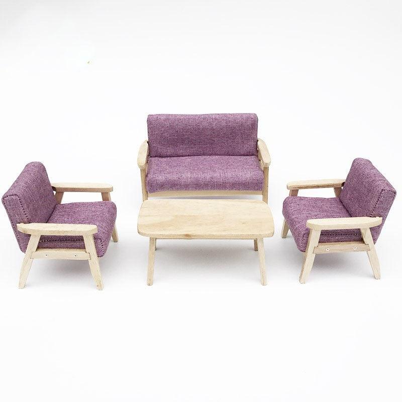 Miniature Wooden Living Room Furniture 4 pcs Set - Stylus Kids