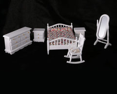 Miniature White Wooden Bedroom Furniture 6 pcs Set - Stylus Kids