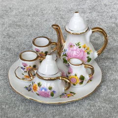 Miniature Floral Patterned Ceramic Tea Set 8 pcs - Stylus Kids