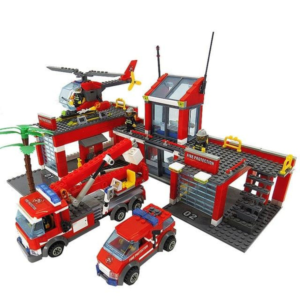 Cute Entertaining Plastic Kid's Fire Station Construction Kit - Stylus Kids