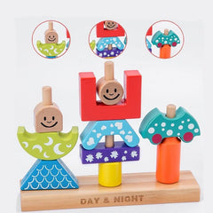 Educational Wooden Day and Night Blocks Toy - Stylus Kids