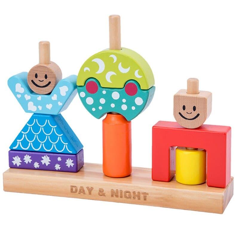 Educational Wooden Day and Night Blocks Toy - Stylus Kids
