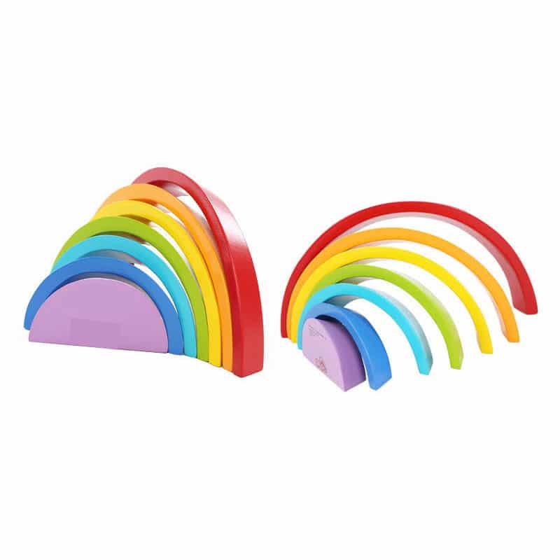 Rainbow Wooden Building Blocks Set - Stylus Kids