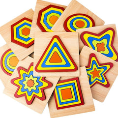 3D Colorful Wooden Shapes and Sizes Puzzle - Stylus Kids