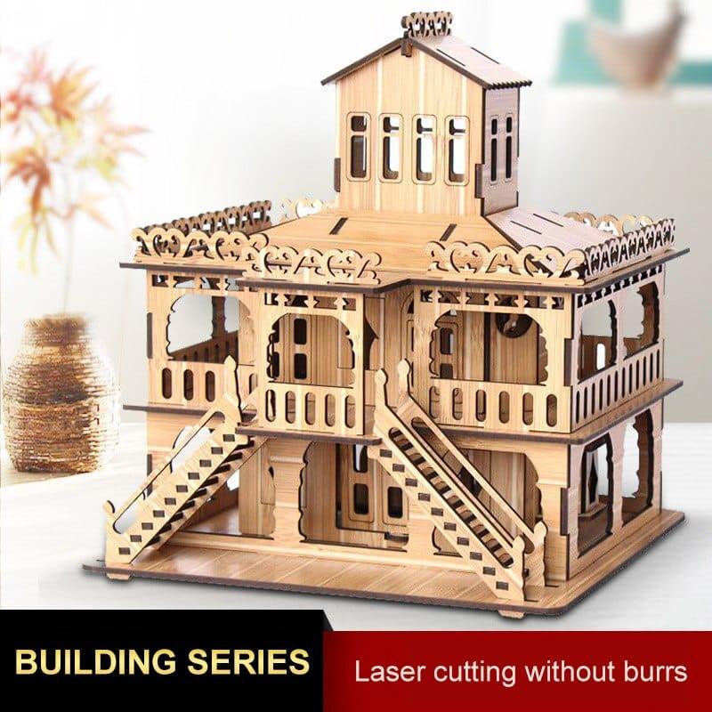 3D Wooden House Puzzle Model - Stylus Kids