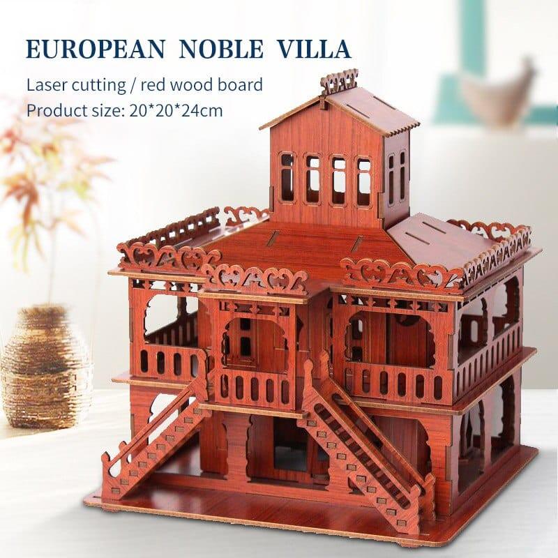 3D Wooden House Puzzle Model - Stylus Kids