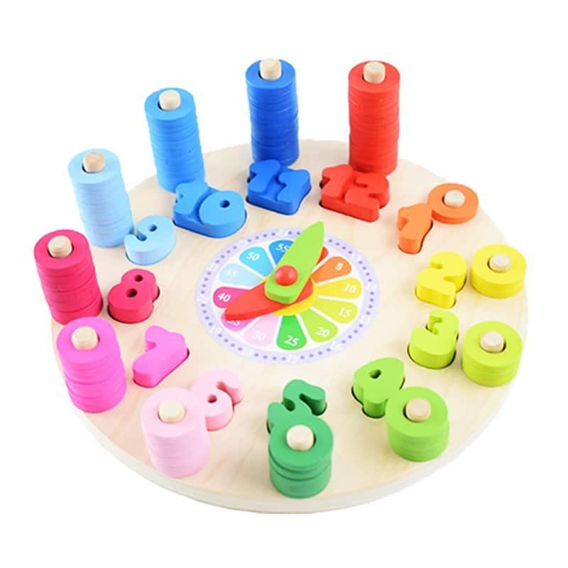 Baby's Wooden Puzzle Clock Math Toy - Stylus Kids