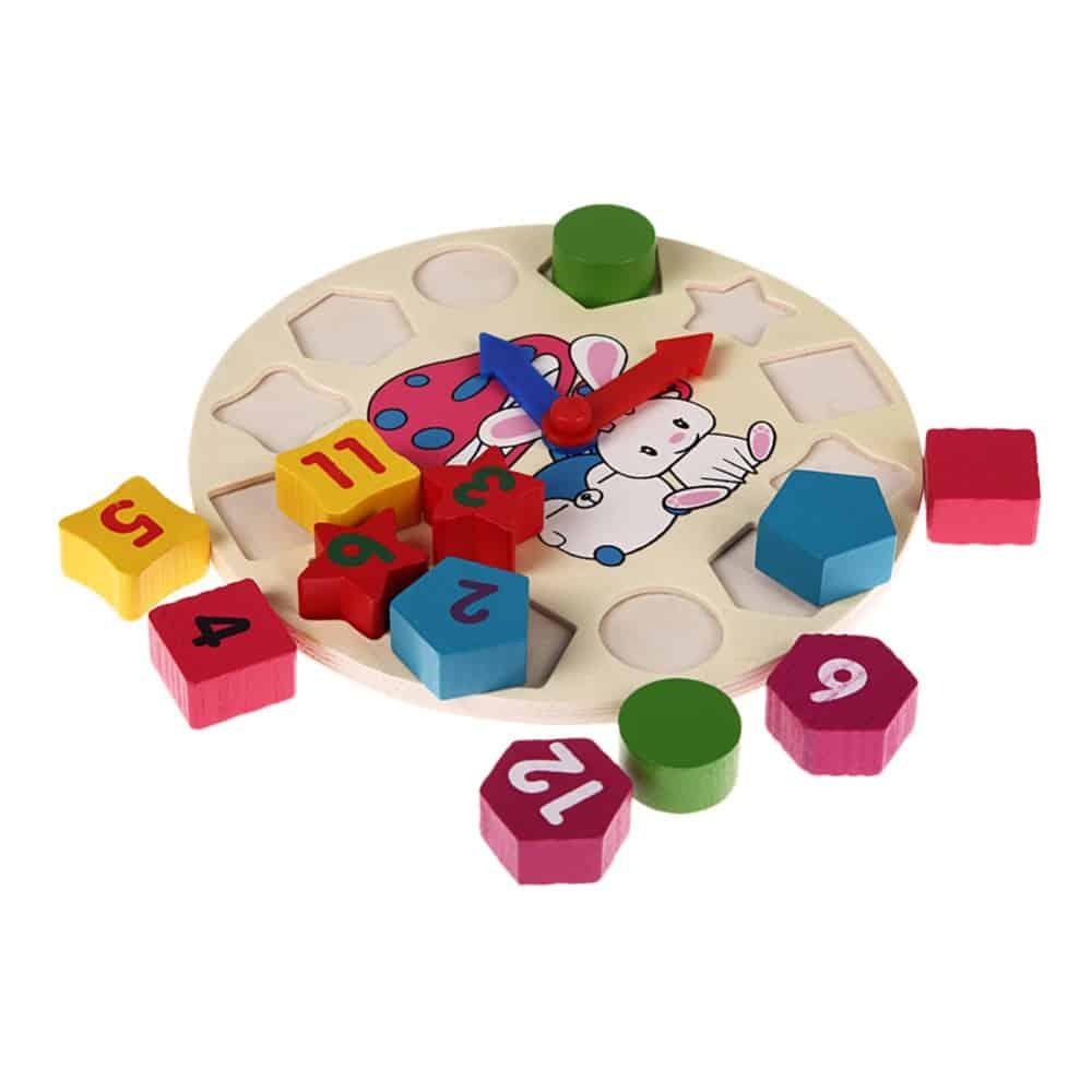 Kids' Clock Themed Wooden Common Puzzle Set with Animal Pattern - Stylus Kids