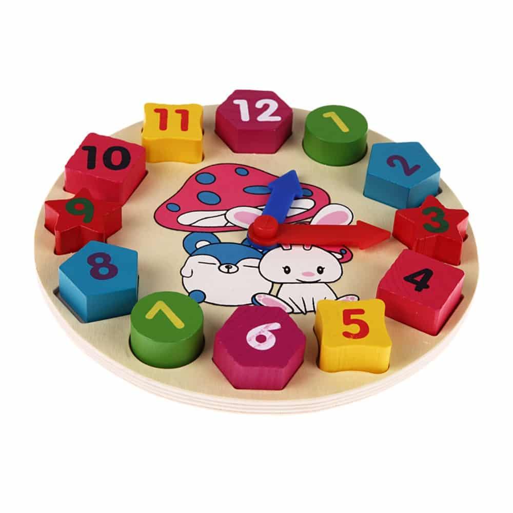 Kids' Clock Themed Wooden Common Puzzle Set with Animal Pattern - Stylus Kids