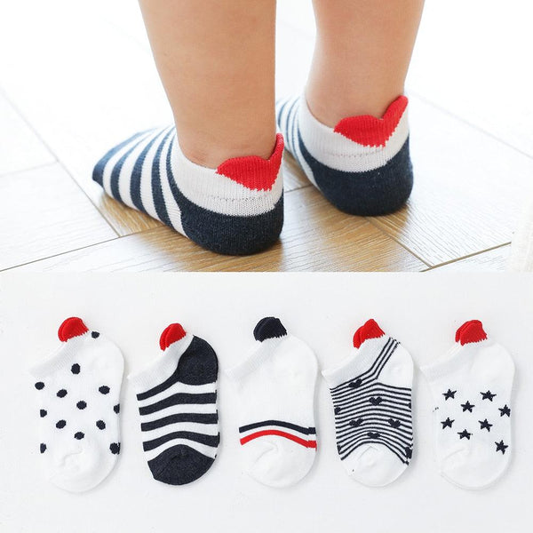 Baby's Red Detail Socks 5 Pairs Set - Stylus Kids