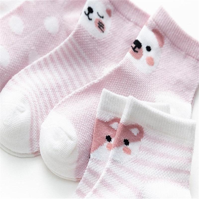 Baby's Animal Print Pastel Color Socks 5 Pairs Set - Stylus Kids