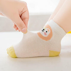Baby's Animal Print Pastel Color Socks 5 Pairs Set - Stylus Kids