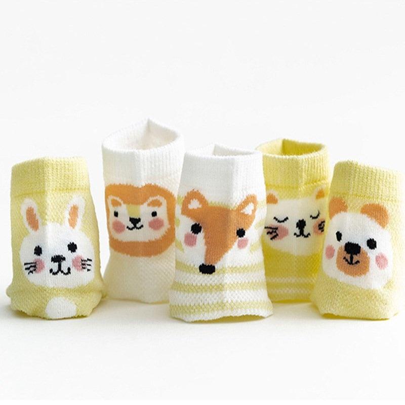 Baby's Animal Print Pastel Color Socks 5 Pairs Set - Stylus Kids