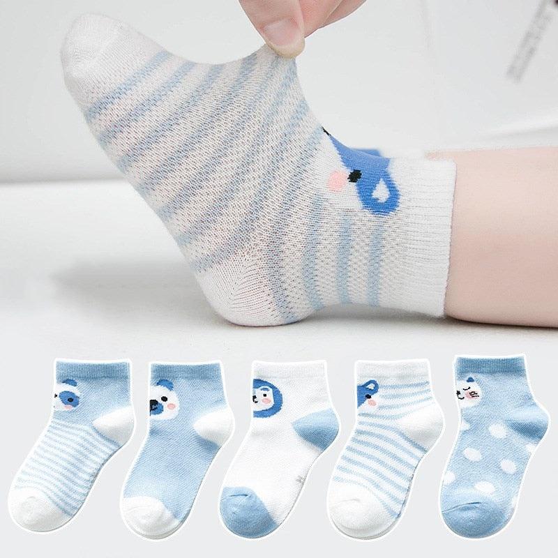 Baby's Animal Print Pastel Color Socks 5 Pairs Set - Stylus Kids