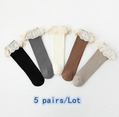 Baby Girls Knee Length Soft Cotton Socks, 4 Pcs - Stylus Kids