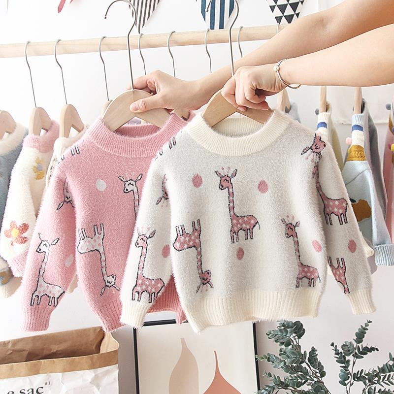 Baby Girl's Giraffe Patterned Sweater - Stylus Kids