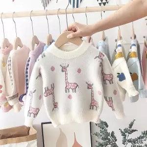 Baby Girl's Giraffe Patterned Sweater - Stylus Kids