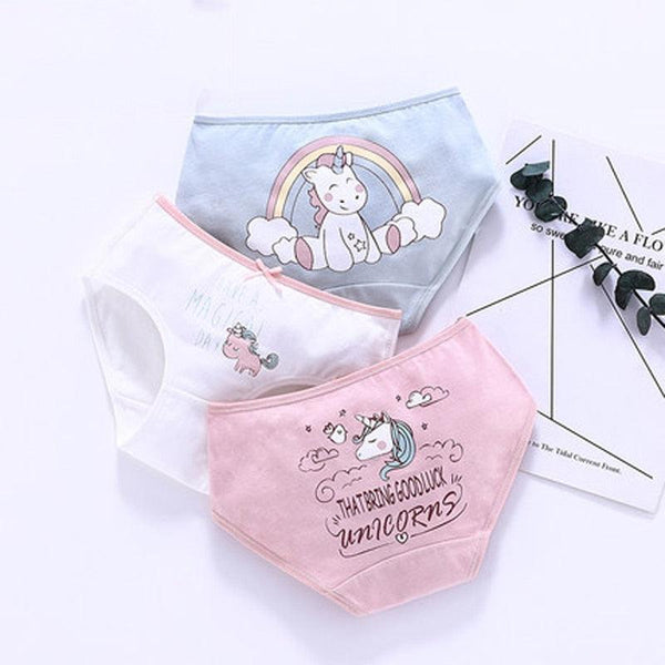 Unicorn Printed Cotton Panties for Girls 3 pcs Set - Stylus Kids