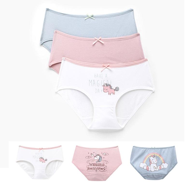 Unicorn Printed Cotton Panties for Girls 3 pcs Set - Stylus Kids