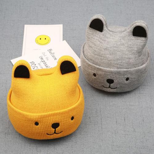 Cartoon Bear Knitted Beanie Hat for Kids - Stylus Kids