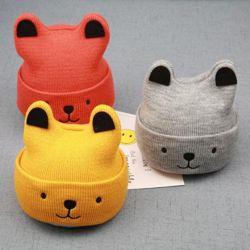 Cartoon Bear Knitted Beanie Hat for Kids - Stylus Kids