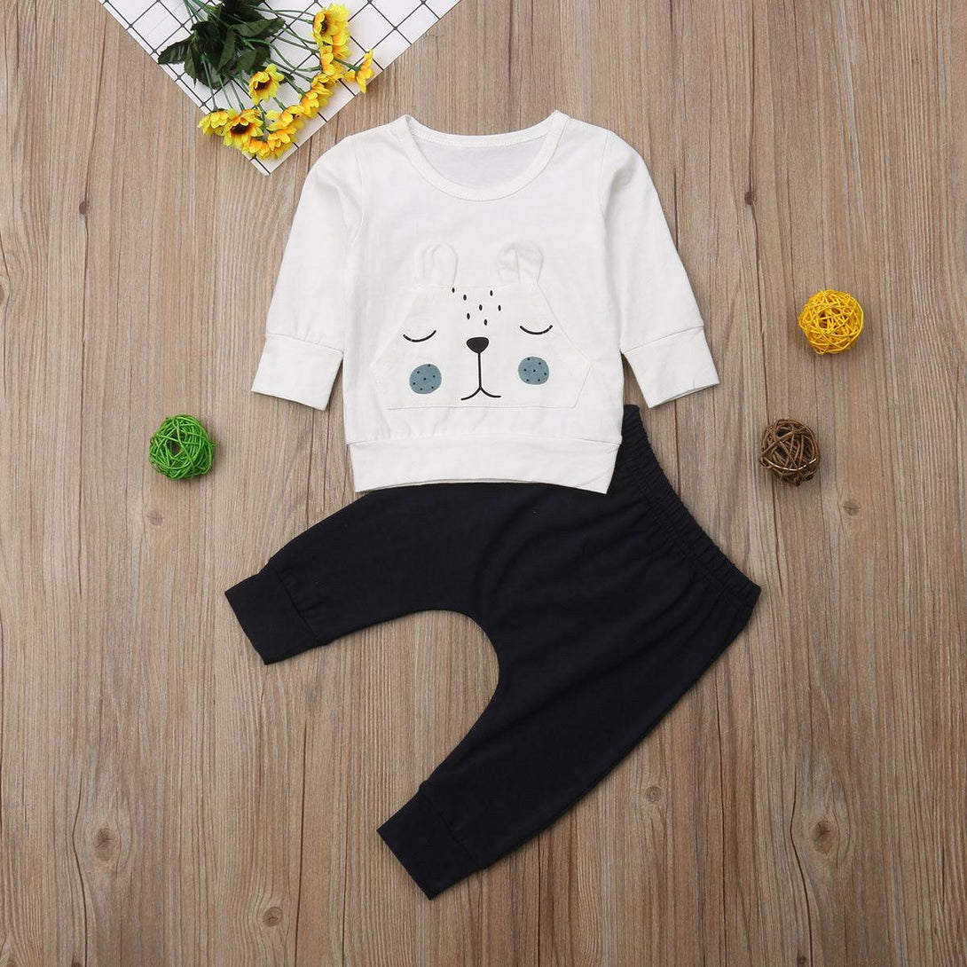 Baby Boy's White Bear Sweatshirt and Pants Set - Stylus Kids