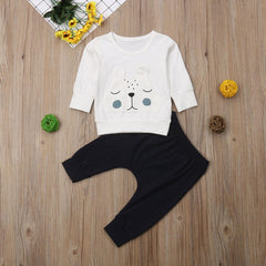Baby Boy's White Bear Sweatshirt and Pants Set - Stylus Kids