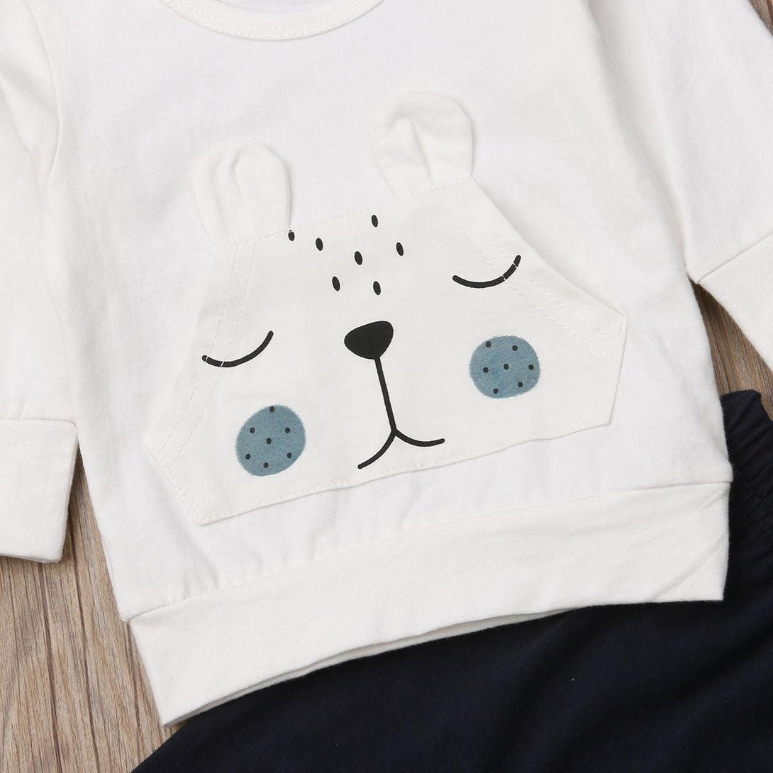 Baby Boy's White Bear Sweatshirt and Pants Set - Stylus Kids