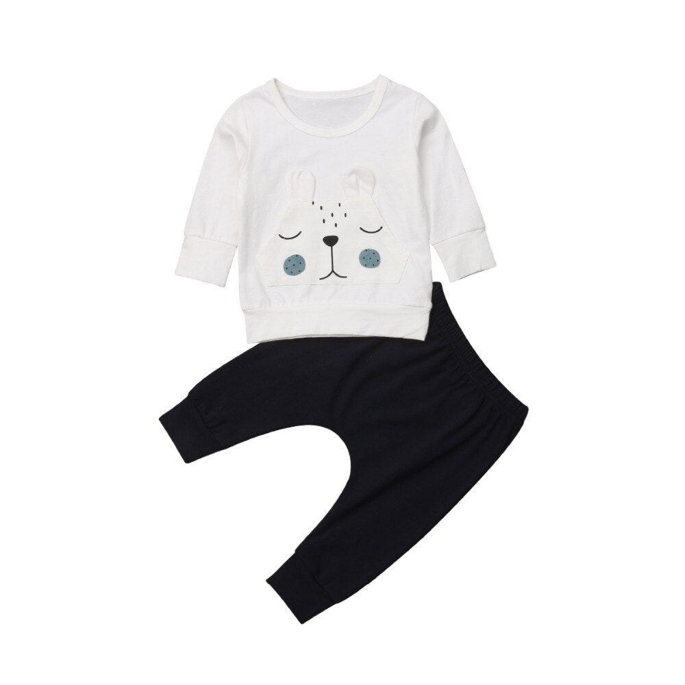 Baby Boy's White Bear Sweatshirt and Pants Set - Stylus Kids