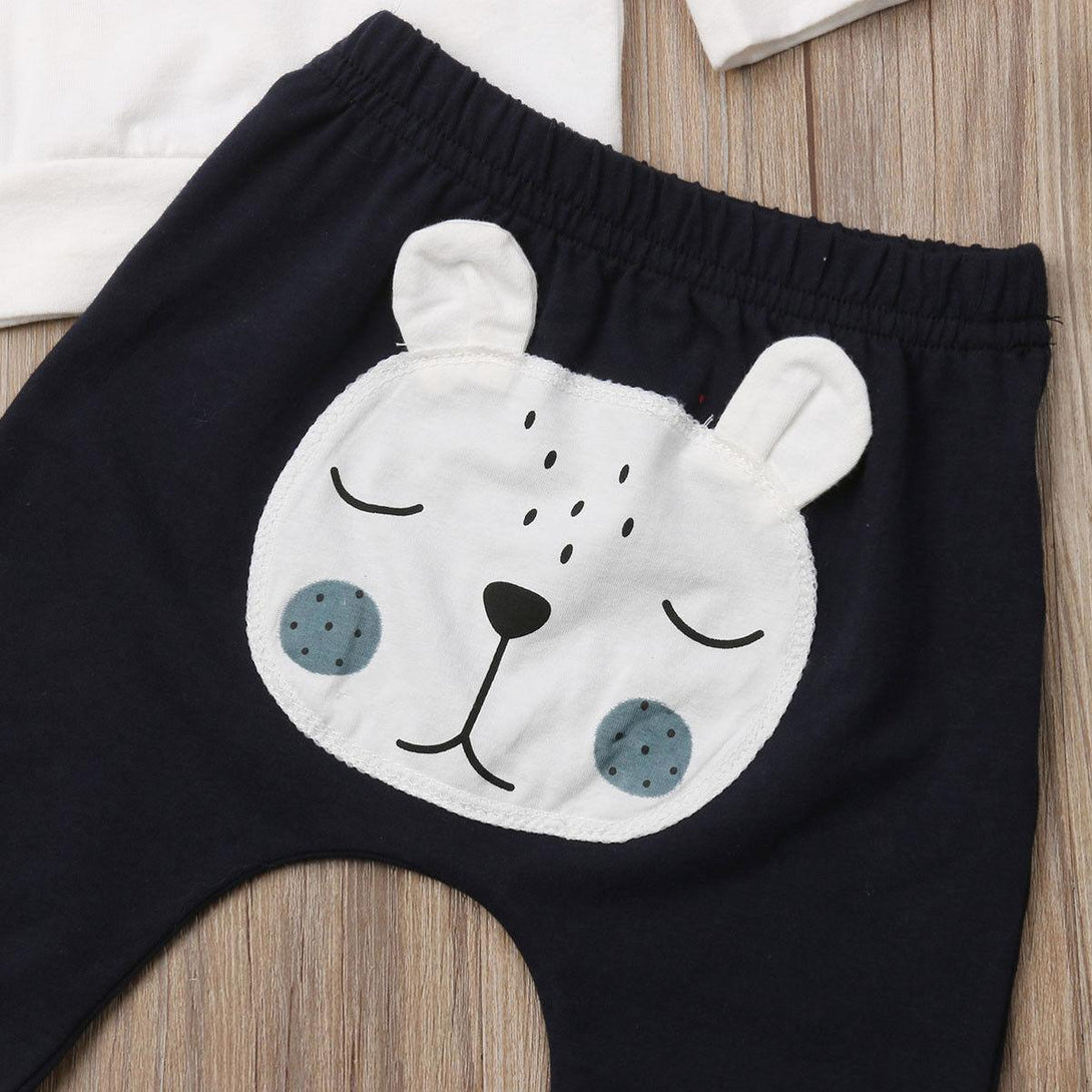 Baby Boy's White Bear Sweatshirt and Pants Set - Stylus Kids