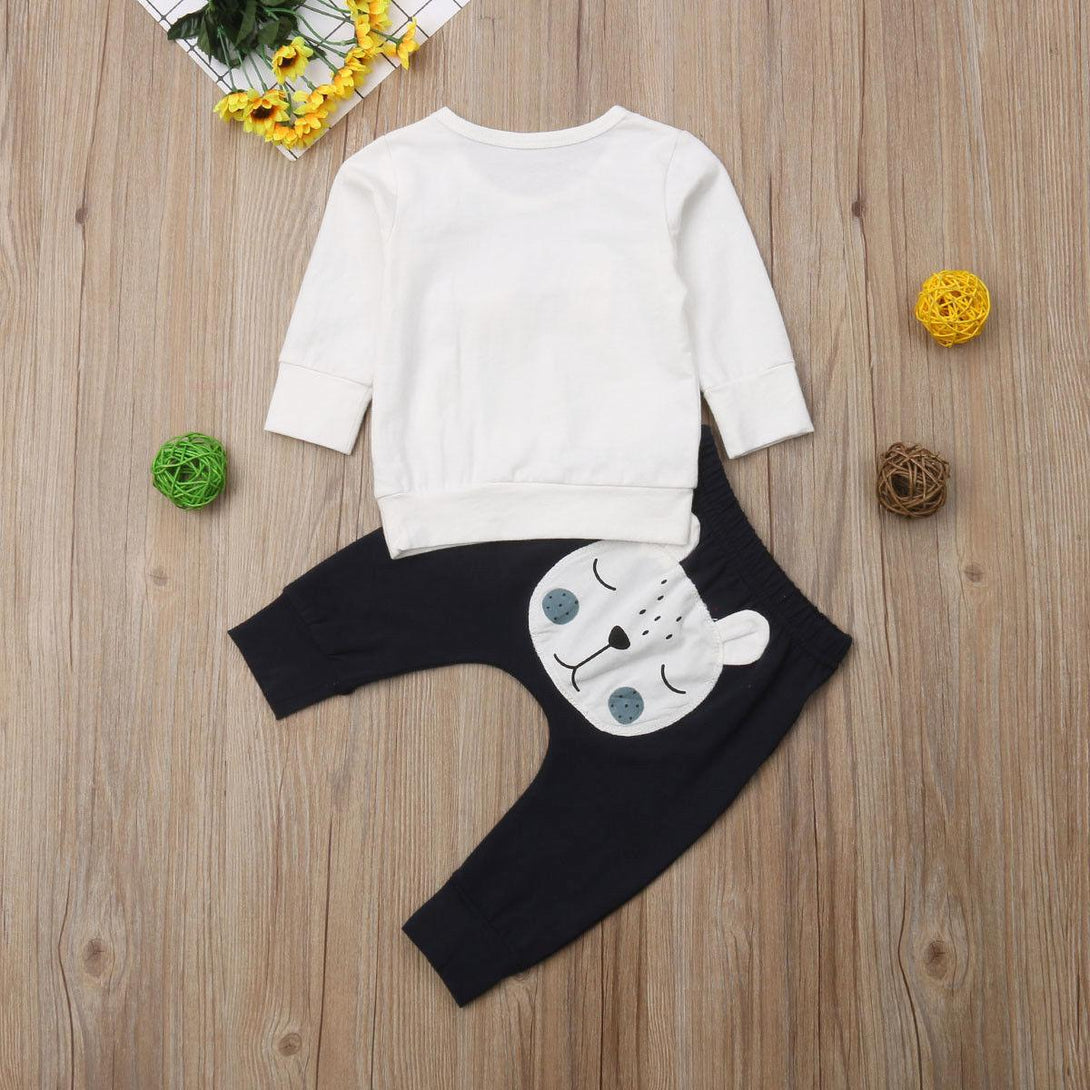 Baby Boy's White Bear Sweatshirt and Pants Set - Stylus Kids