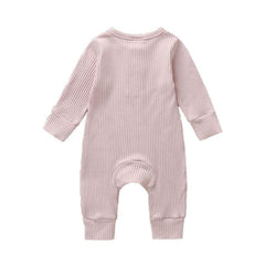 Baby's Ribbed Fabric Long Sleeve Romper - Stylus Kids