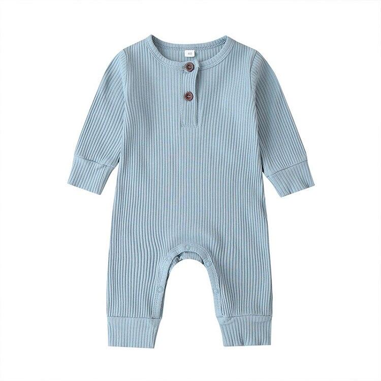 Baby's Ribbed Fabric Long Sleeve Romper - Stylus Kids