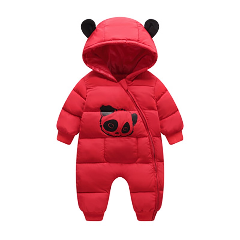 Panda Printed Baby Winter Hooded Snowsuit - Stylus Kids