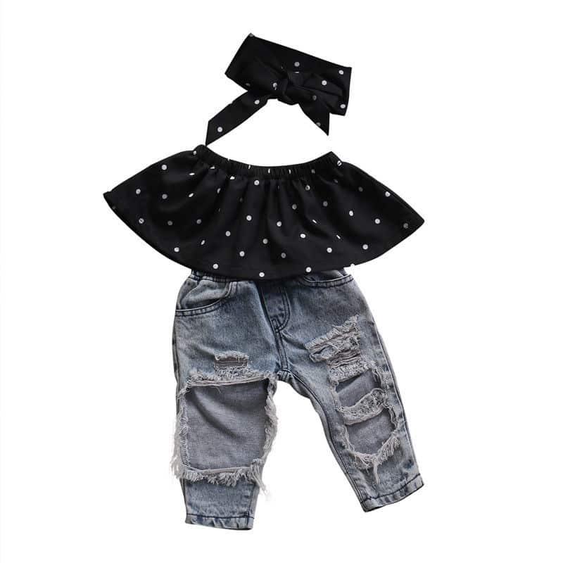 Baby Girl's Casual Dotted Clothing Set - Stylus Kids