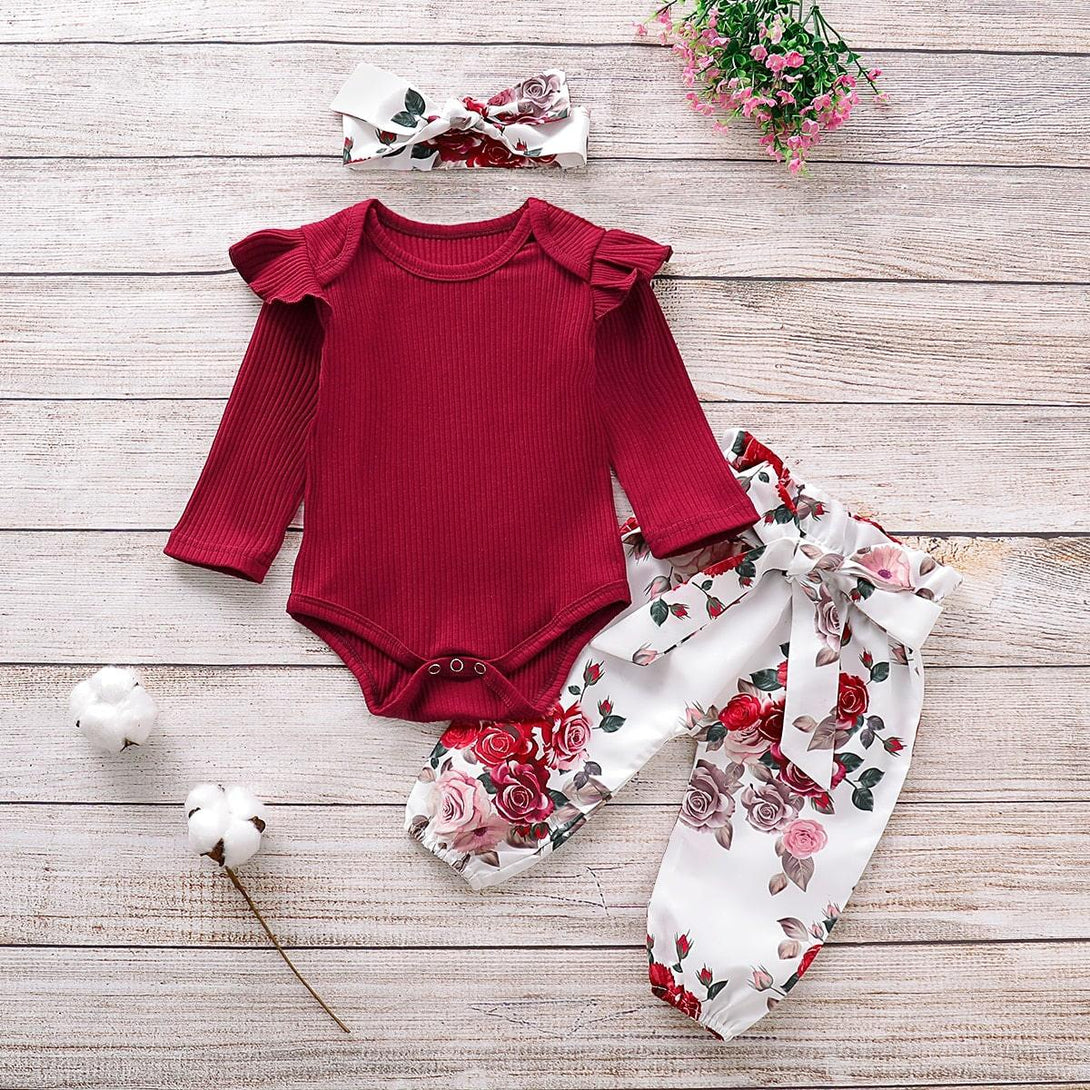 Baby Girl's Roses Printed Clothing Set - Stylus Kids