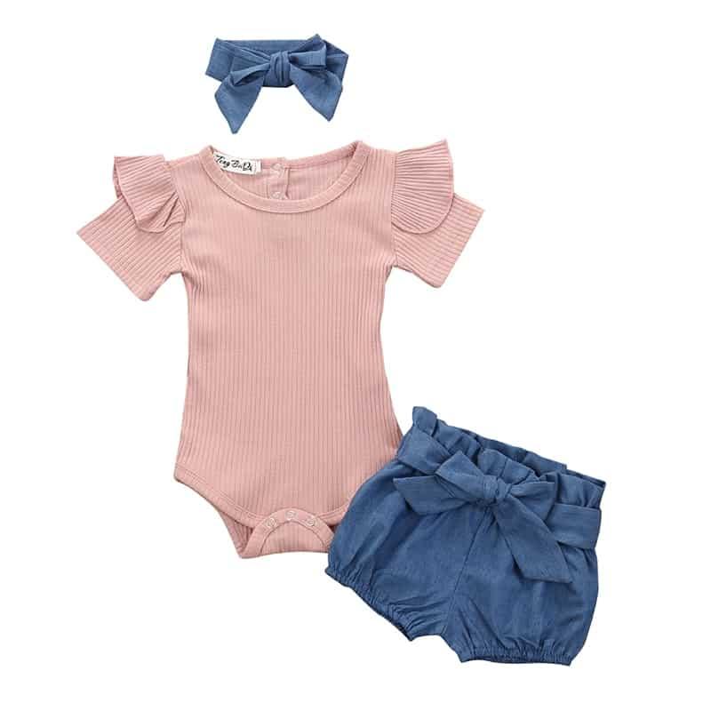 Baby Girl's Romper Shorts Hairband Summer Set - Stylus Kids