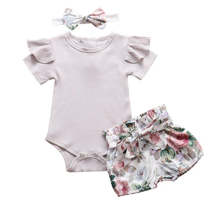 Baby Girl's Romper Shorts Hairband Summer Set - Stylus Kids