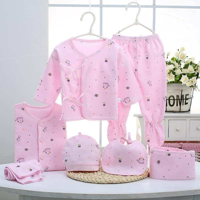 Newborn Baby's Cotton Clothing 7 Pcs Set - Stylus Kids