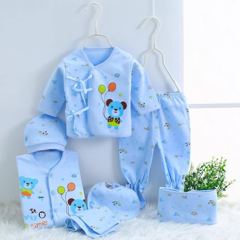 Newborn Baby's Cotton Clothing 7 Pcs Set - Stylus Kids