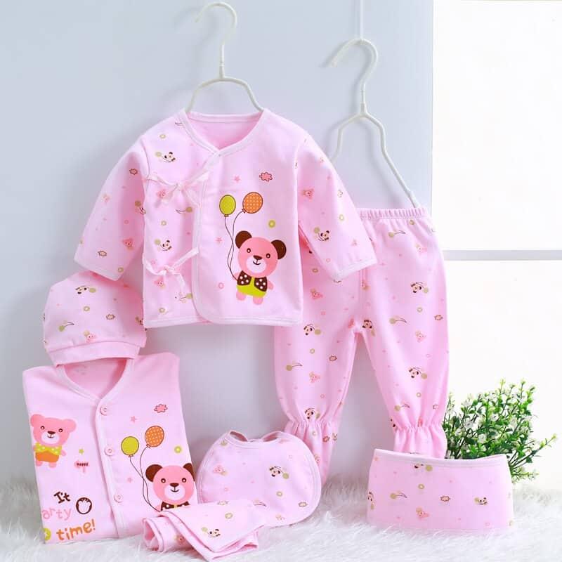 Newborn Baby's Cotton Clothing 7 Pcs Set - Stylus Kids